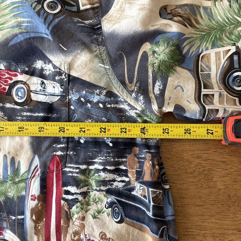 Go Barefoot Hawaiian‎ Shirt Mens XL Woody Car Jukebox Beach Aloha Short Sleeve - Picture 8 of 10